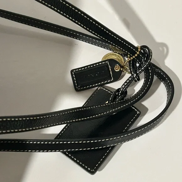 Coach Signature Black Gray Canvas Leather structured logo Shoulder Bag - Picture 13 of 16